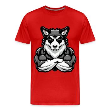 Border Collie Dog Muscles Fitness - Men's Premium Organic T-Shirt - red - Front - Damien (186cm)