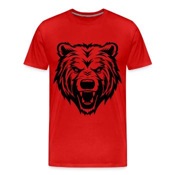 Grizzly Bär Kopf - Männer Premium Bio T-Shirt - Rot - Vorne - Damien (186cm)