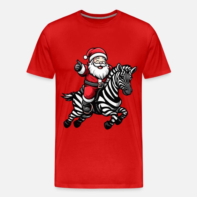 Zebra Weihnachtsmann - Männer Premium Bio T-Shirt - Rot