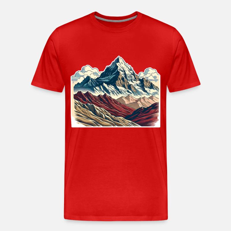 Berge - Männer Premium Bio T-Shirt - Rot