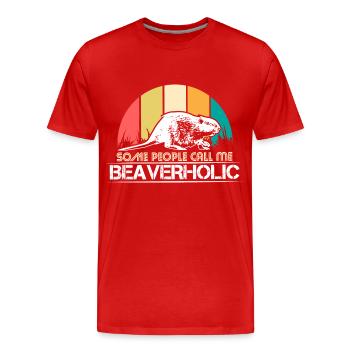 Idée cadeau animal castor - T-shirt bio Premium Homme - rouge - Devant - Damien (186cm)