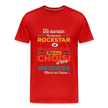 Infirmier - T-shirt bio Premium Homme - rouge - Devant - Damien (186cm)