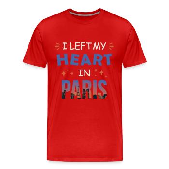 J’ai laissé mon cœur à Paris - T-shirt bio Premium Homme - rouge - Devant - Damien (186cm)