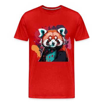 Red panda paint splater - Men's Premium Organic T-Shirt - red - Front - Damien (186cm)