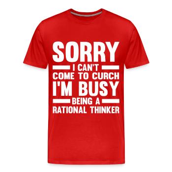Atheismus Sprüche | Atheisten Atheist Geschenkidee - Männer Premium Bio T-Shirt - Rot - Vorne - Damien (186cm)