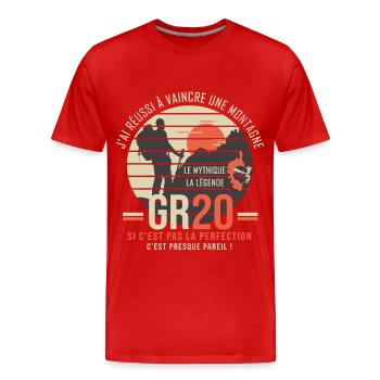 GR 20 randonnée corse gr 20 GR 20 - T-shirt bio Premium Homme - rouge - Devant - Damien (186cm)