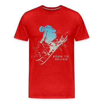 Ski skiing born to skiing winter sports après-ski - Men's Premium Organic T-Shirt - red - Front - Damien (186cm)