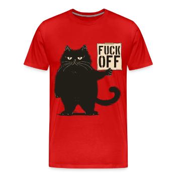 Mr Catnip - Fuck off! - Men's Premium Organic T-Shirt - red - Front - Damien (186cm)