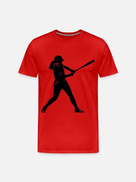 Baseball Frau Silhouette - Männer Premium Bio T-Shirt - Rot