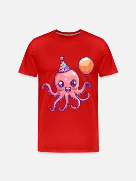 Octopus Birthday BD - T-shirt bio Premium Homme - rouge