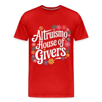 Altruisme Don désintéressé Donner d’école - T-shirt bio Premium Homme - rouge - Devant - Damien (186cm)
