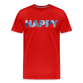 HAPPY Denim Patchwork neuer Trend - Männer Premium Bio T-Shirt - Rot - Vorne - Damien (186cm)
