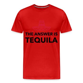 Die Antwort ist Tequila - Männer Premium Bio T-Shirt - Rot - Vorne - Damien (186cm)