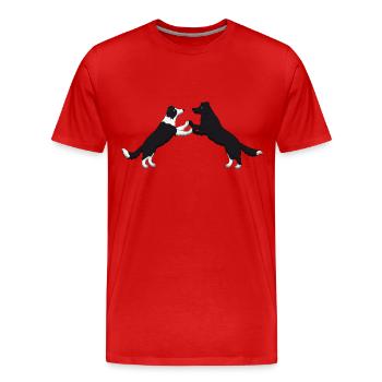 dog dancing pixel Border Collies - Männer Premium Bio T-Shirt - Rot - Vorne - Damien (186cm)