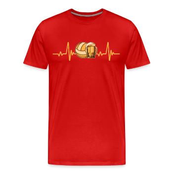 Volleyball Bier Herzschlag Beat Volleyball Bier - Männer Premium Bio T-Shirt - Rot - Vorne - Damien (186cm)