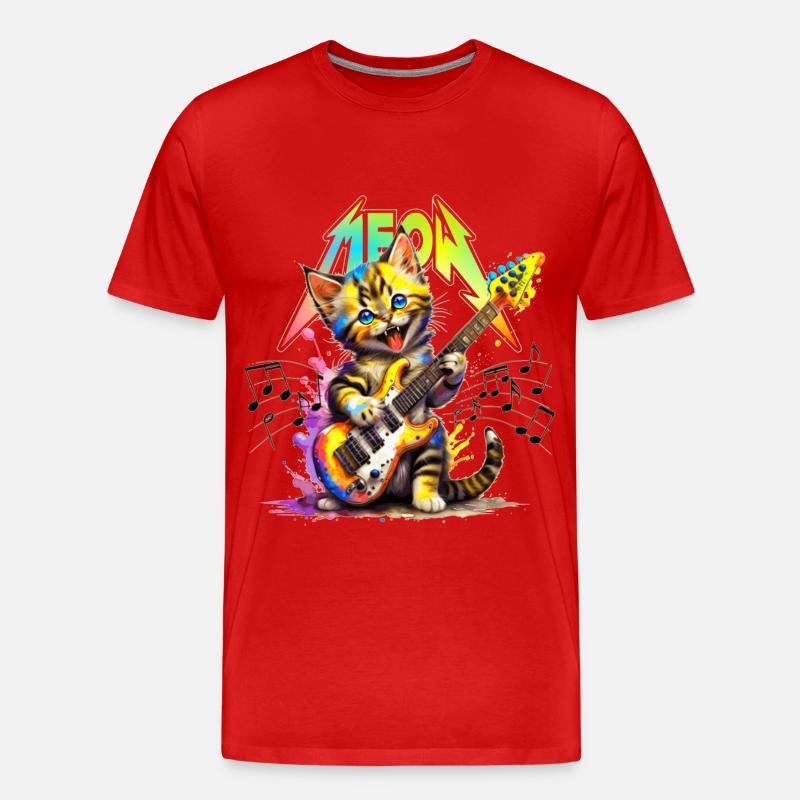 Meow-Kätzchen aus Metall – Regenbogen - Männer Premium Bio T-Shirt - Rot