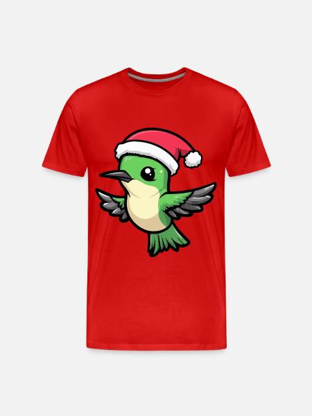 Colibri Oiseau Noël Mignon - T-shirt bio Premium Homme - rouge