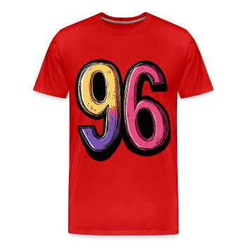 96 Nombre Coloré - T-shirt bio Premium Homme - rouge - Devant - Damien (186cm)