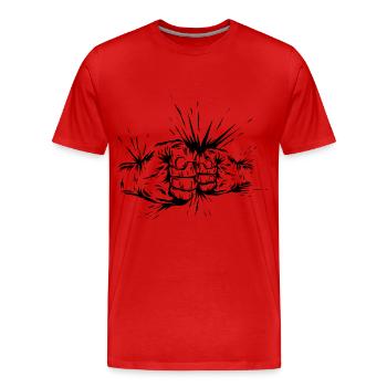 Faust zu Faust Vater und Kind - Männer Premium Bio T-Shirt - Rot - Vorne - Damien (186cm)