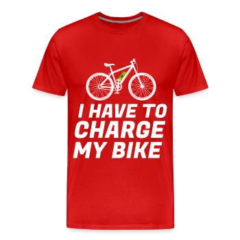 Ich muss mein Fahrrad aufladen E-Bike Elektro-Moun - Männer Premium Bio T-Shirt - Rot - Vorne - Damien (186cm)
