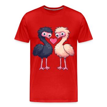 Ostrich Couple Love Couple In Love - Men's Premium Organic T-Shirt - red - Front - Damien (186cm)