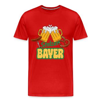 Stolzer Bayer - Beer Pretzel Bratwurst Volksfest - Men's Premium Organic T-Shirt - red - Front - Damien (186cm)