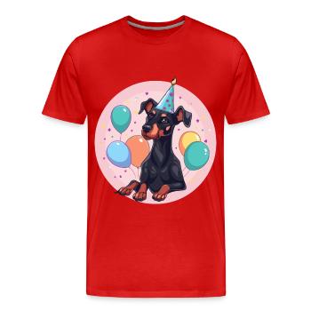 Dobermann Hund Geburtstag Baby - Männer Premium Bio T-Shirt - Rot - Vorne - Damien (186cm)
