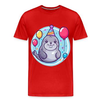 phoque animal anniversaire bébé - T-shirt bio Premium Homme - rouge - Devant - Damien (186cm)