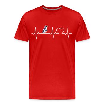 Penguin Heartbeat Penguins Heart ECG Penguin - Men's Premium Organic T-Shirt - red - Front - Damien (186cm)