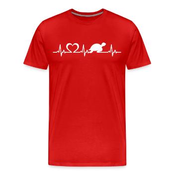Tortue Lente Battant de Cœur - T-shirt bio Premium Homme - rouge - Devant - Damien (186cm)