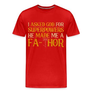 Fa-Thor Father Papa Dad - Men's Premium Organic T-Shirt - red - Front - Damien (186cm)