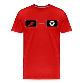 Feuriger Chili-Pfeffer mit Schaf-Design - Männer Premium Bio T-Shirt - Rot - Vorne - Damien (186cm)