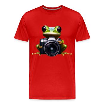 Frosch Fotograf im Einsatz - Männer Premium Bio T-Shirt - Rot - Vorne - Damien (186cm)