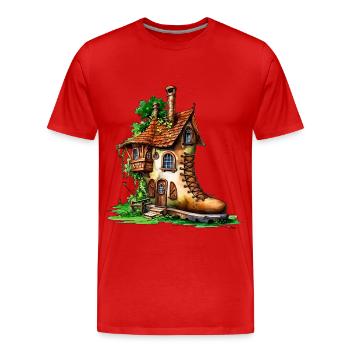 Old Boot House - Men's Premium Organic T-Shirt - red - Front - Damien (186cm)