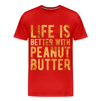 Journée du beurre de cacahuète Dire beurre de cacahuète - T-shirt bio Premium Homme - rouge - Devant - Damien (186cm)