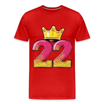 22 Zahl Krone - Männer Premium Bio T-Shirt - Rot - Vorne - Damien (186cm)