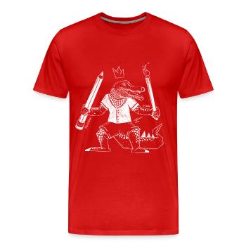Creative crocodile with pen and brush - Men's Premium Organic T-Shirt - red - Front - Damien (186cm)