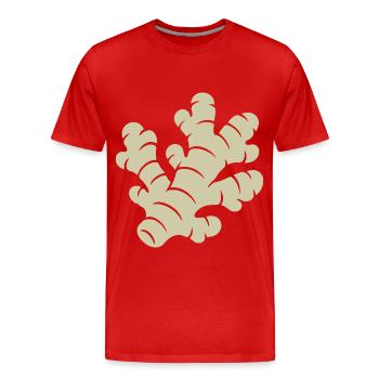 Ingwer Design – Frisch & Gesund - Männer Premium Bio T-Shirt - Rot - Vorne - Damien (186cm)
