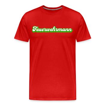 Feuerwehrmann Feuerwehr Rettungsdienst Geschenk - Männer Premium Bio T-Shirt - Rot - Vorne - Damien (186cm)