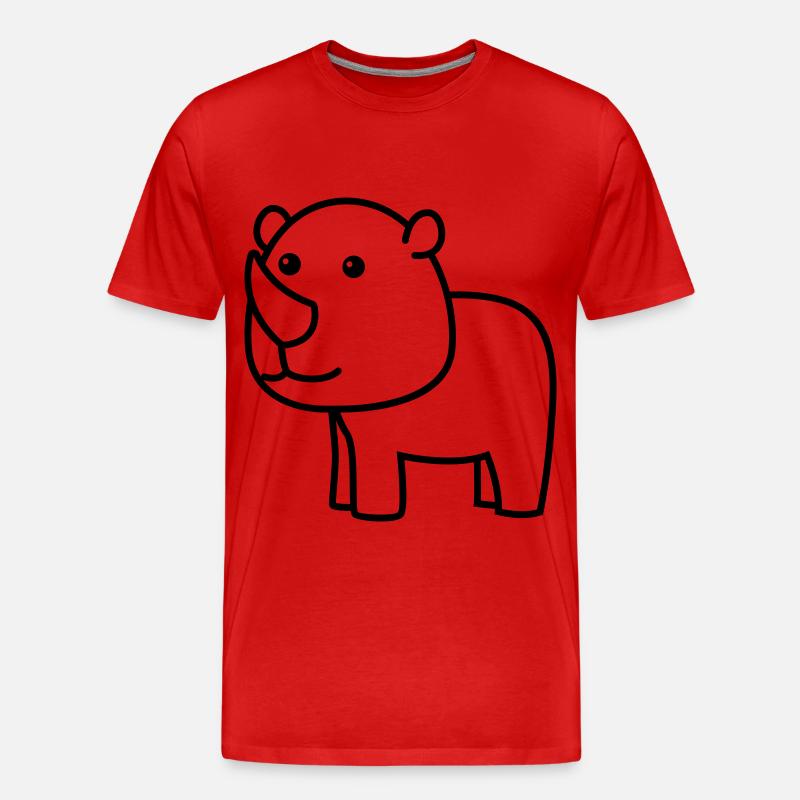 Nashorn Comic Tier - Männer Premium Bio T-Shirt - Rot