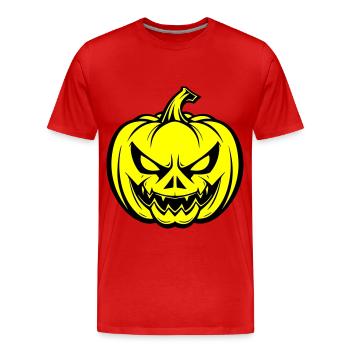 Halloween Pumpkin Face Creepy - Men's Premium Organic T-Shirt - red - Front - Damien (186cm)