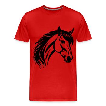 Tête de cheval - T-shirt bio Premium Homme - rouge - Devant - Damien (186cm)