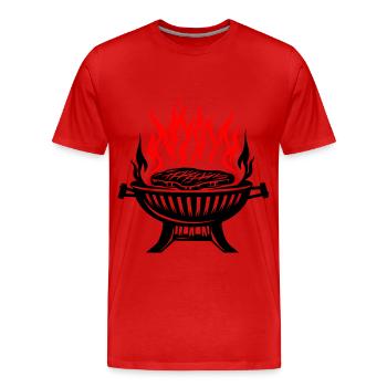 Grill, Symbol, Fire, Grilling, Meat - Men's Premium Organic T-Shirt - red - Front - Damien (186cm)