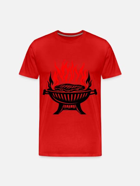 Grill, Symbol, Fire, Grilling, Meat - Men's Premium Organic T-Shirt - red