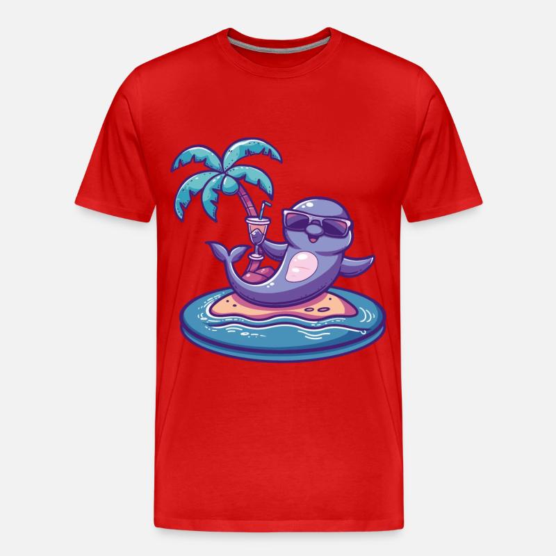 Delfin Sommer Strand Comic - Männer Premium Bio T-Shirt - Rot