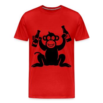 Affe Bier Besoffen - Männer Premium Bio T-Shirt - Rot - Vorne - Damien (186cm)