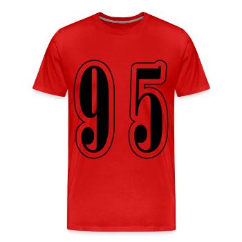 Symbole du chiffre 95 - T-shirt bio Premium Homme - rouge - Devant - Damien (186cm)