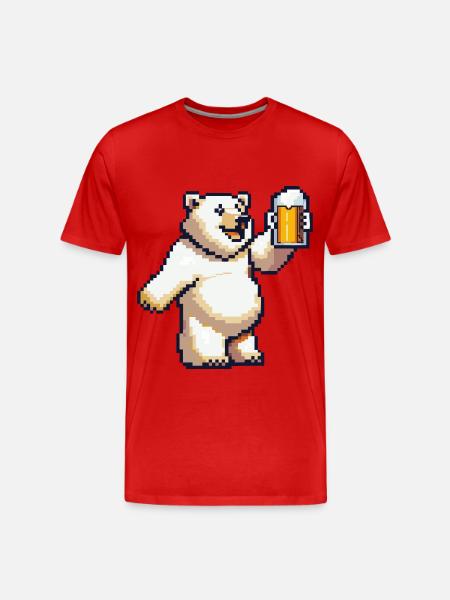Polar Bear Beer Pixel - Men's Premium Organic T-Shirt - red