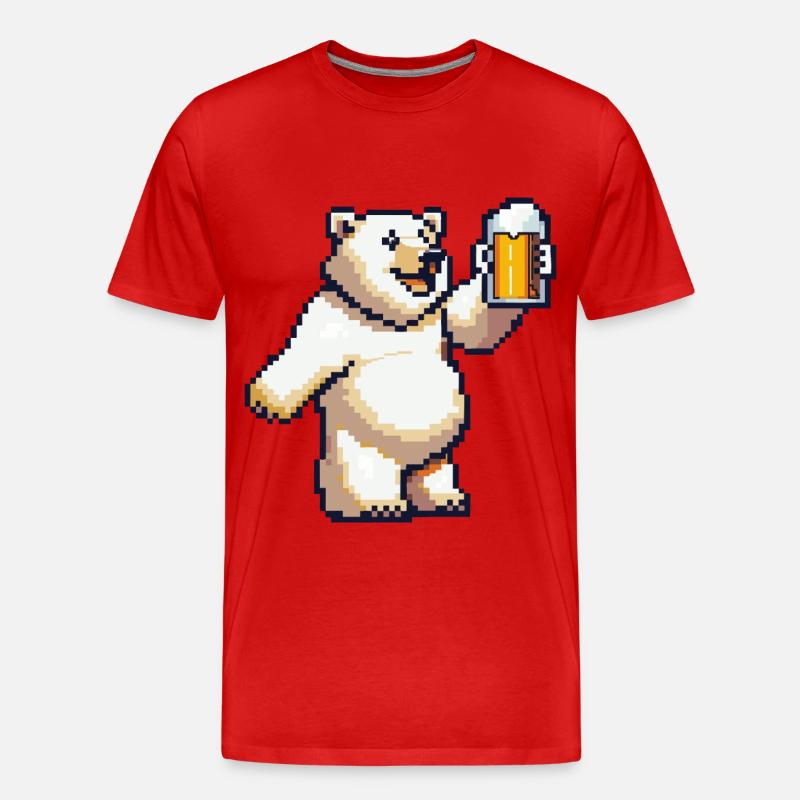 Eisbär Bier Pixel - Männer Premium Bio T-Shirt - Rot