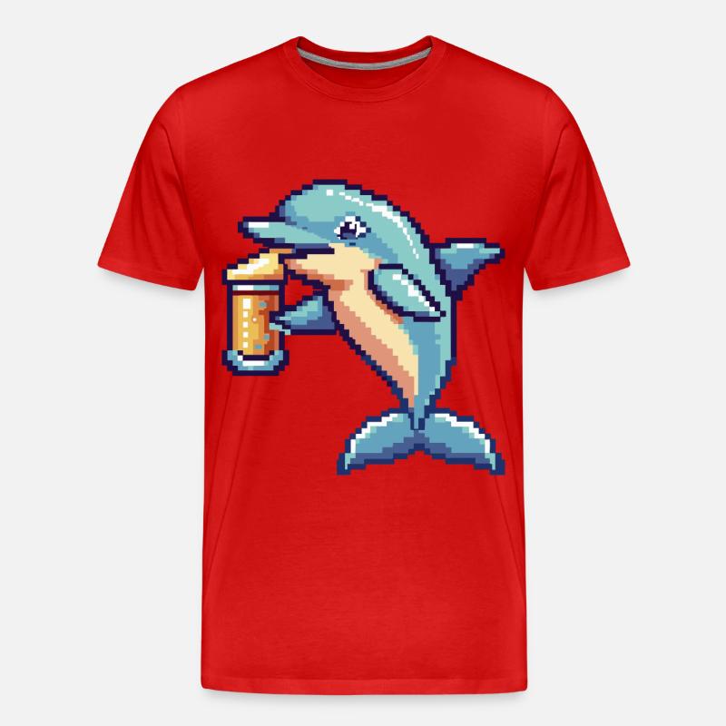 Delfin Bier Pixel - Männer Premium Bio T-Shirt - Rot